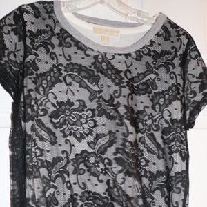 Michael Kors Black and Silver Laced Blouse